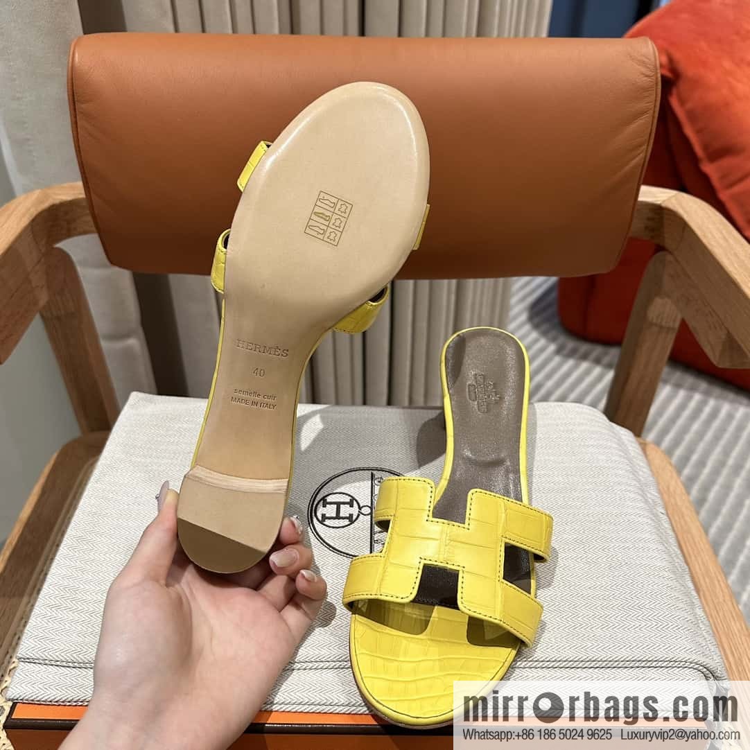 Hermès crocodile leather, slippers