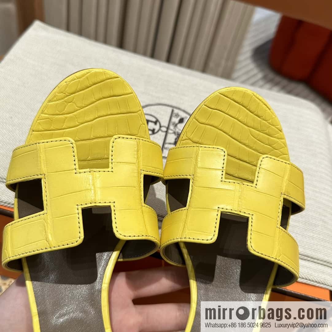 Hermès crocodile leather, slippers