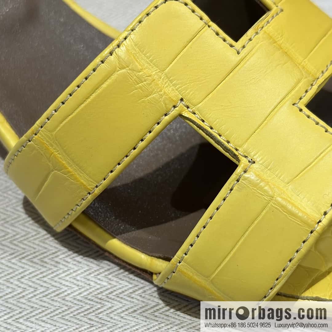 Hermès crocodile leather, slippers