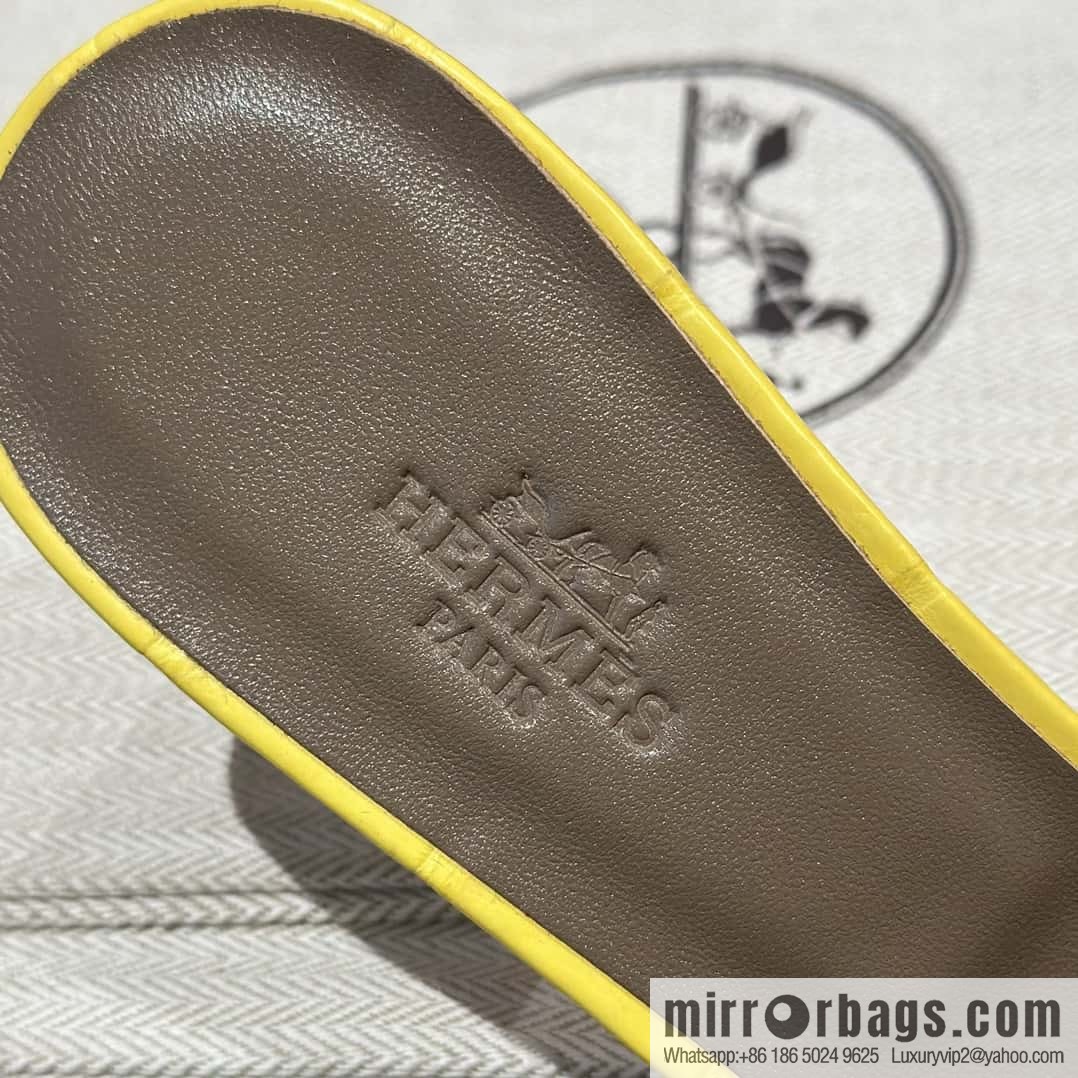 Hermès crocodile leather, slippers