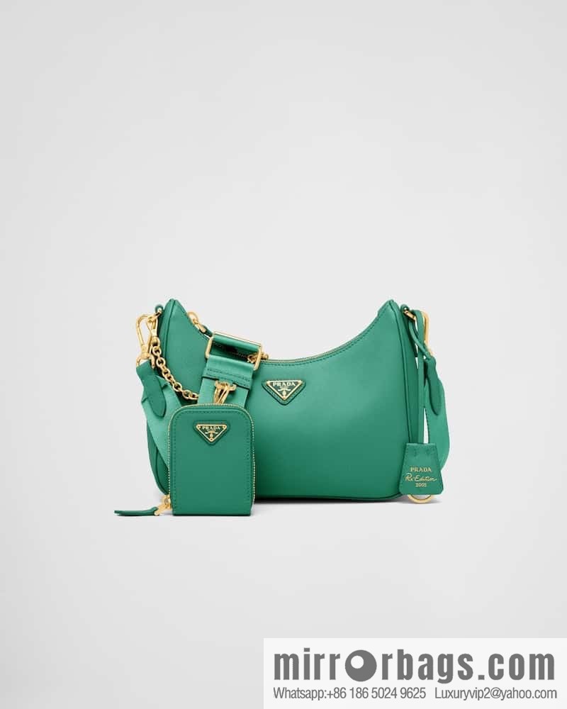 PRADA Prada 3-in-1 nylon Hobo hand carry/underarm bag 1BH204 full leather/gold hardware