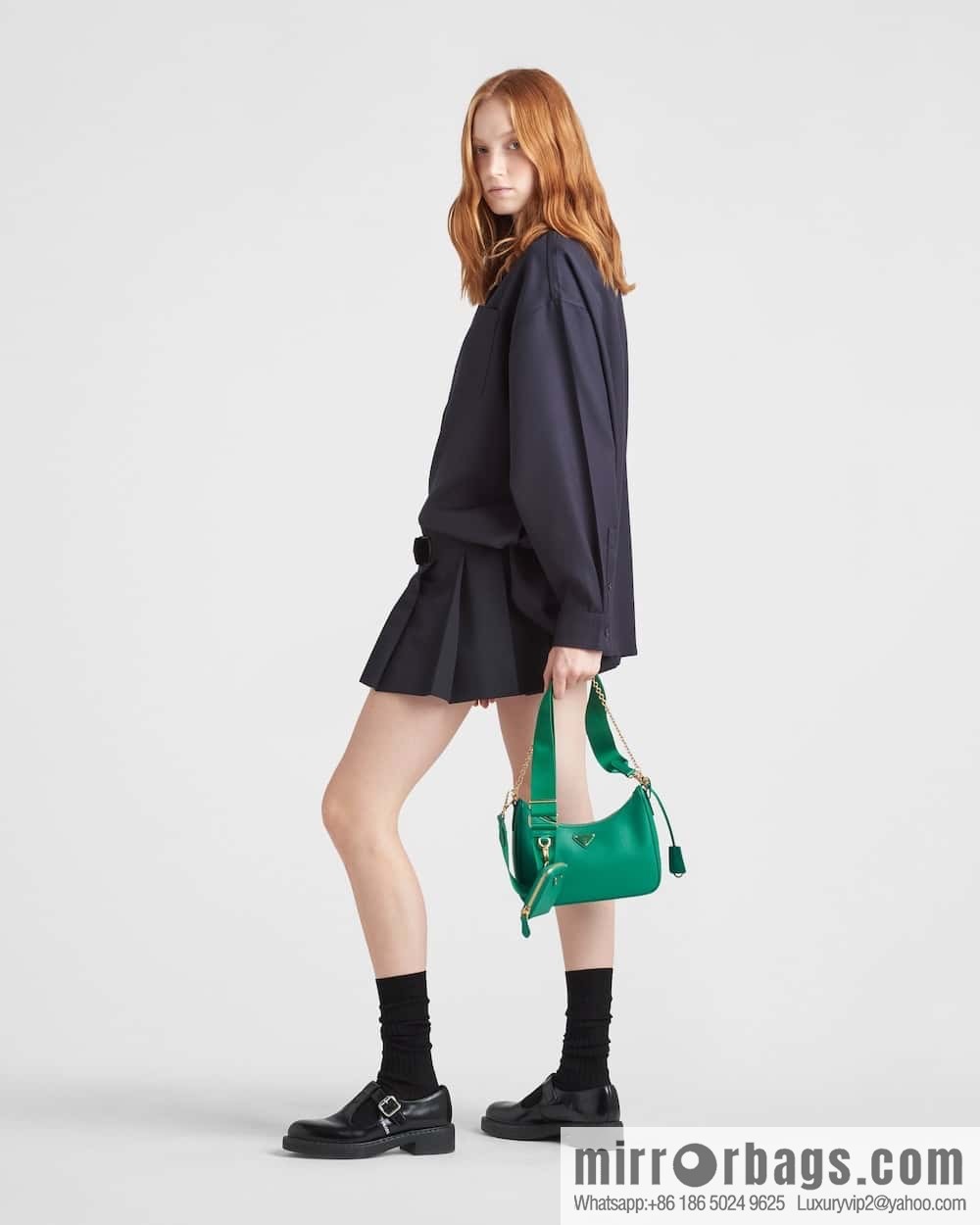 PRADA Prada 3-in-1 nylon Hobo hand carry/underarm bag 1BH204 full leather/gold hardware