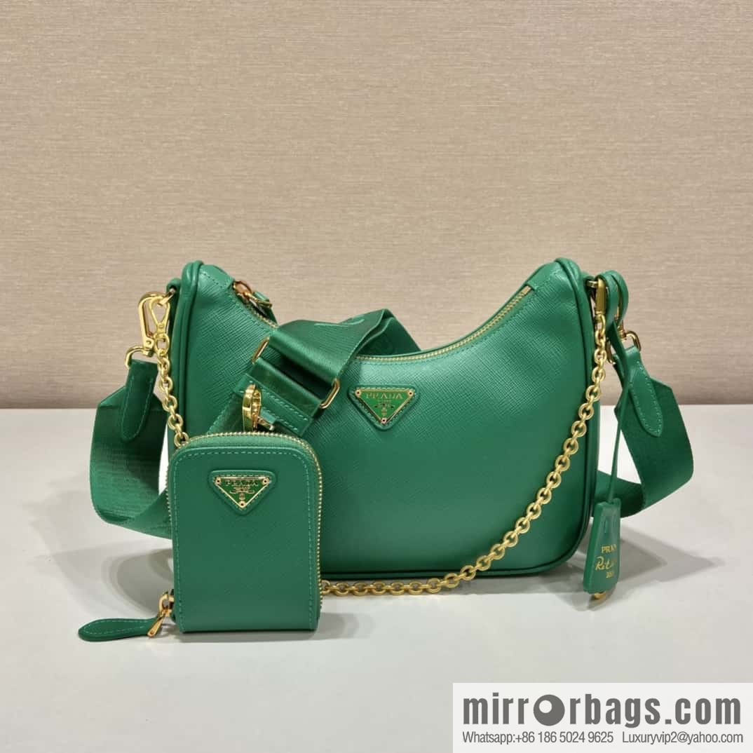 PRADA Prada 3-in-1 nylon Hobo hand carry/underarm bag 1BH204 full leather/gold hardware