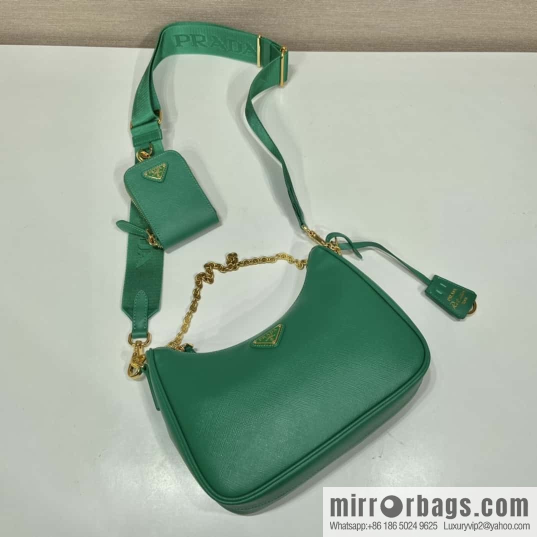 PRADA Prada 3-in-1 nylon Hobo hand carry/underarm bag 1BH204 full leather/gold hardware