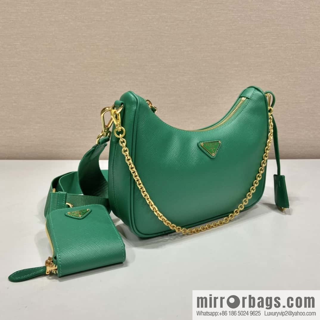 PRADA Prada 3-in-1 nylon Hobo hand carry/underarm bag 1BH204 full leather/gold hardware