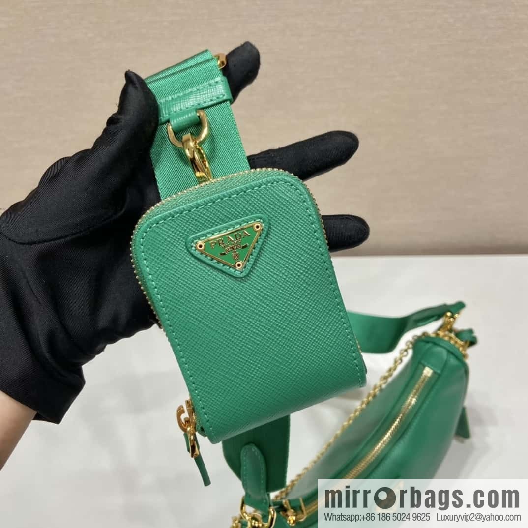 PRADA Prada 3-in-1 nylon Hobo hand carry/underarm bag 1BH204 full leather/gold hardware