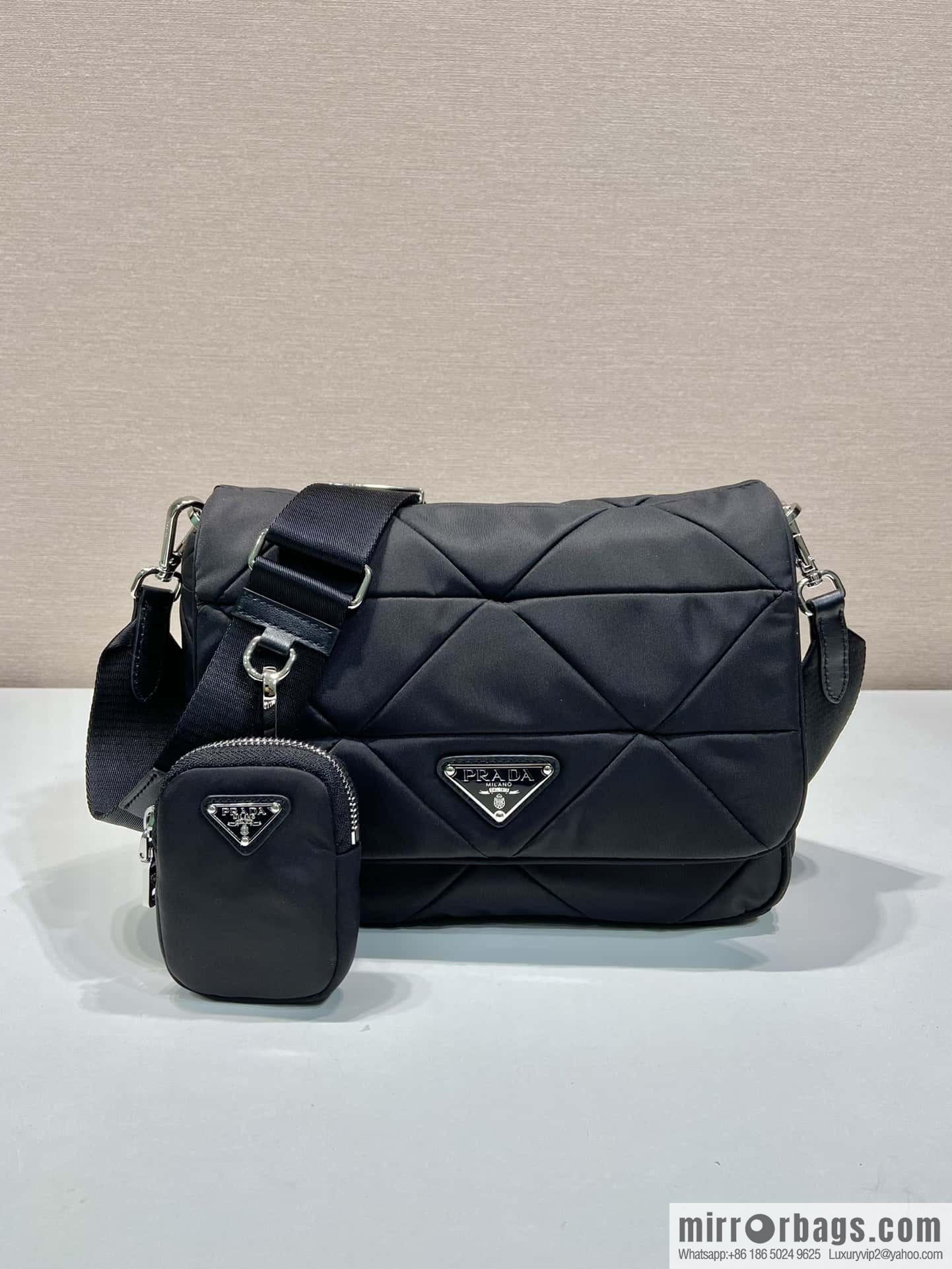 PRADA three-in-one, imported nylon fabric crossbody bag 1BD290