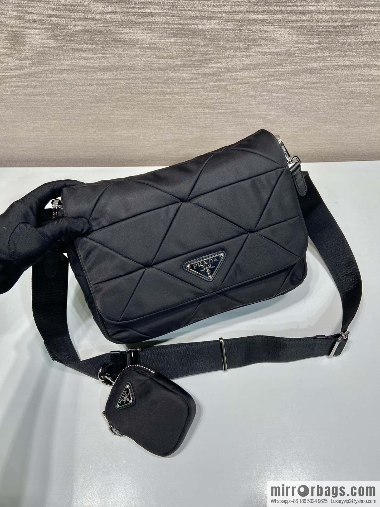 PRADA three-in-one, imported nylon fabric crossbody bag 1BD290