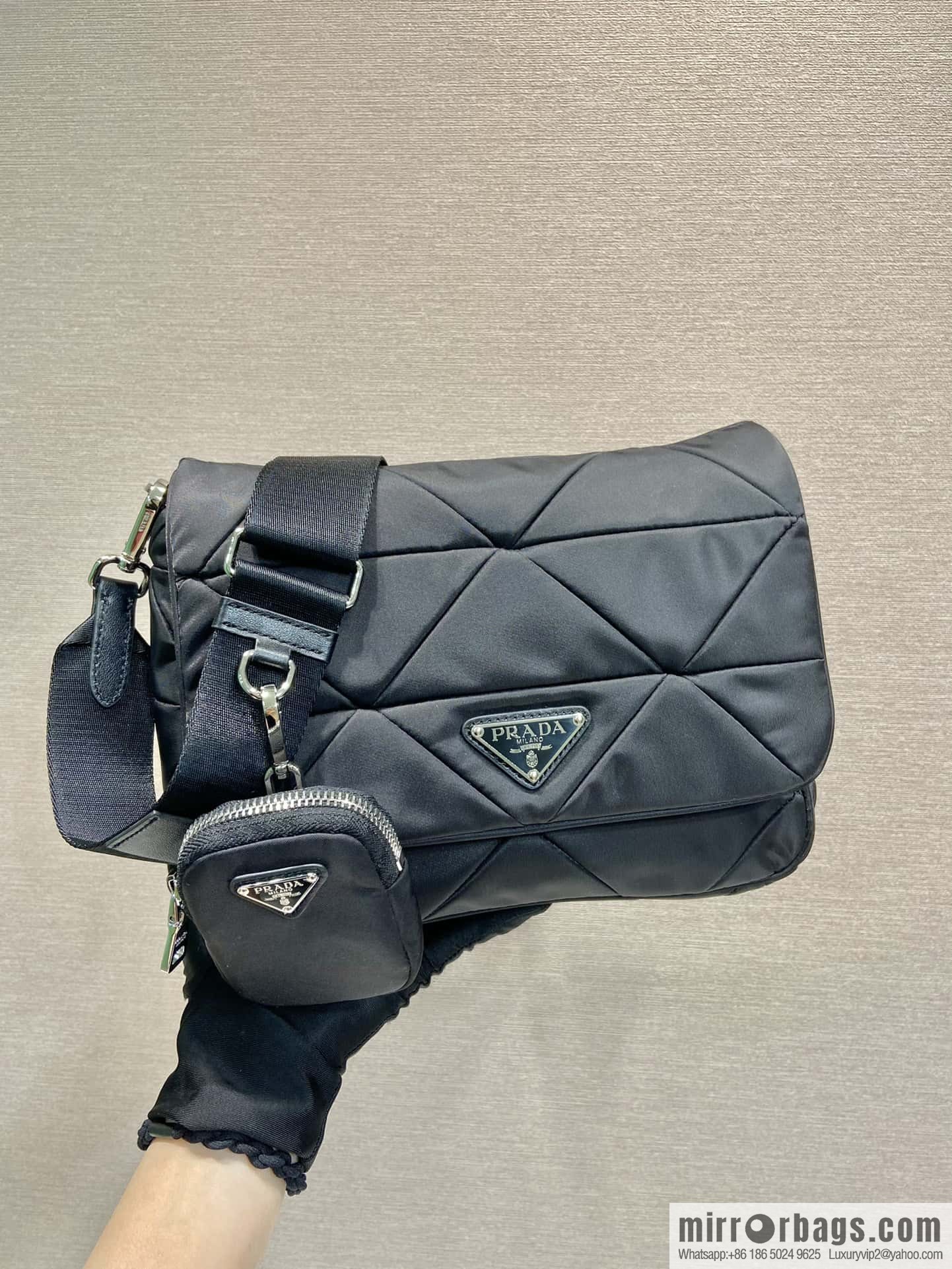 PRADA three-in-one, imported nylon fabric crossbody bag 1BD290