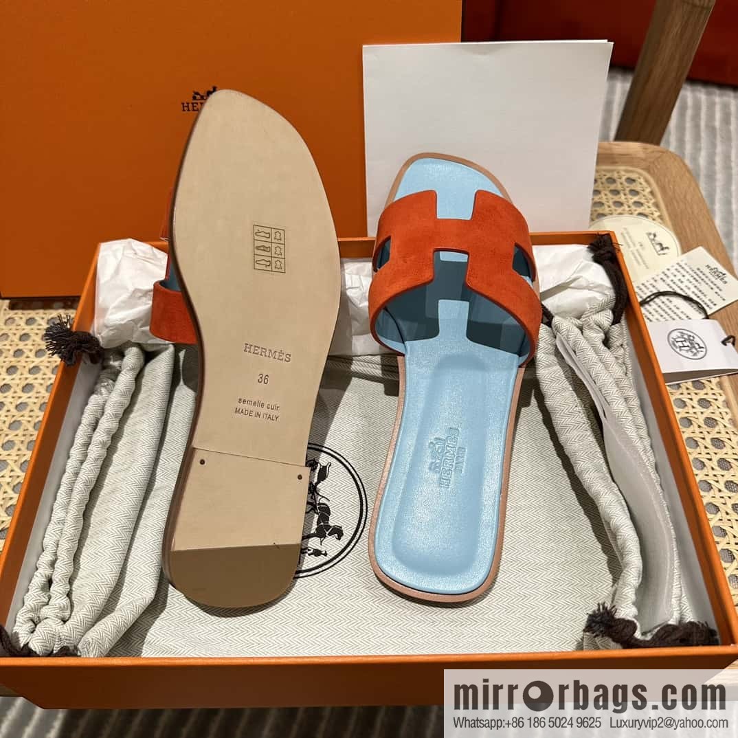 Hermès leather outsole H slippers, color matching