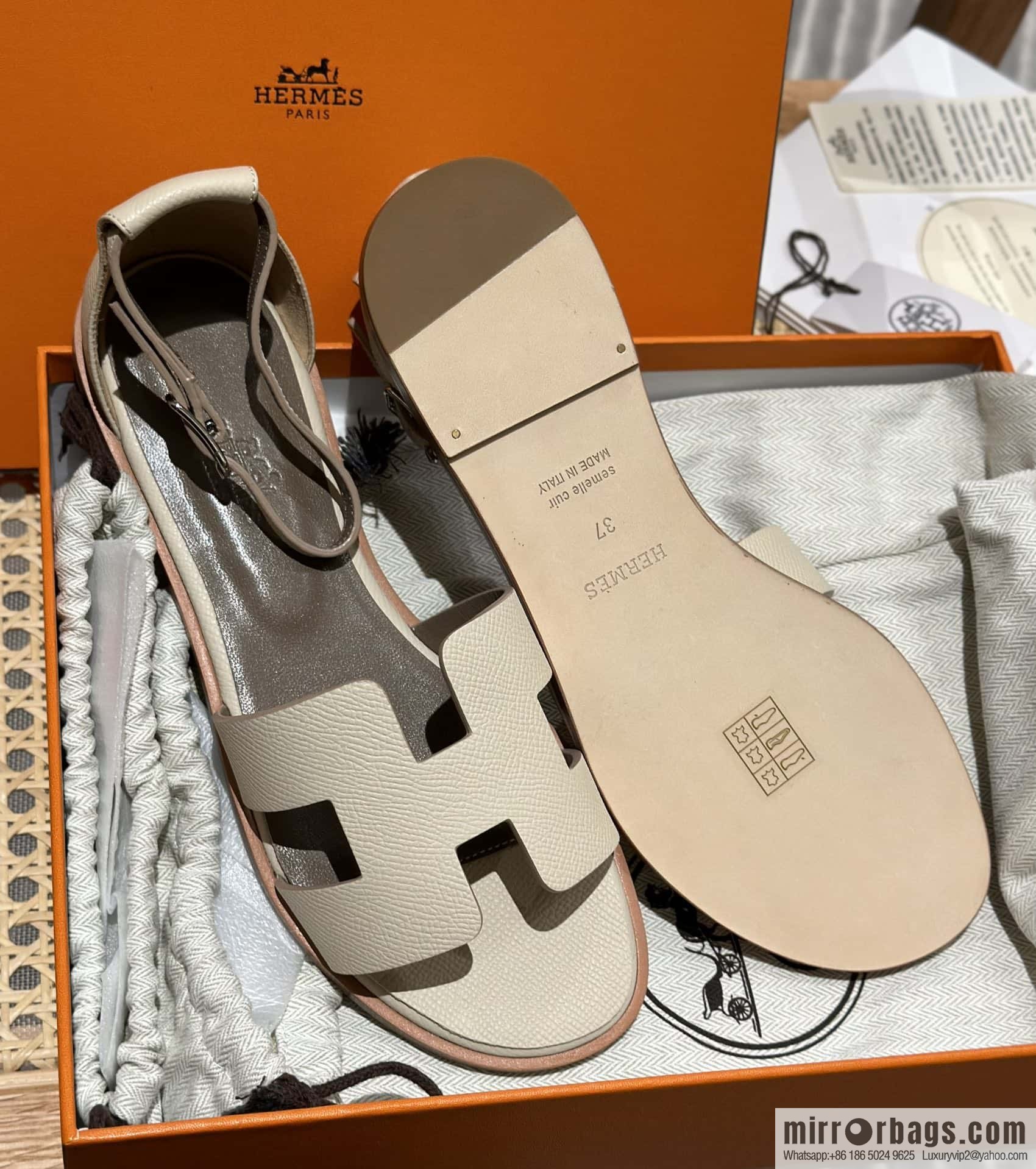 Hermès imported Italian cowhide, new small sandals