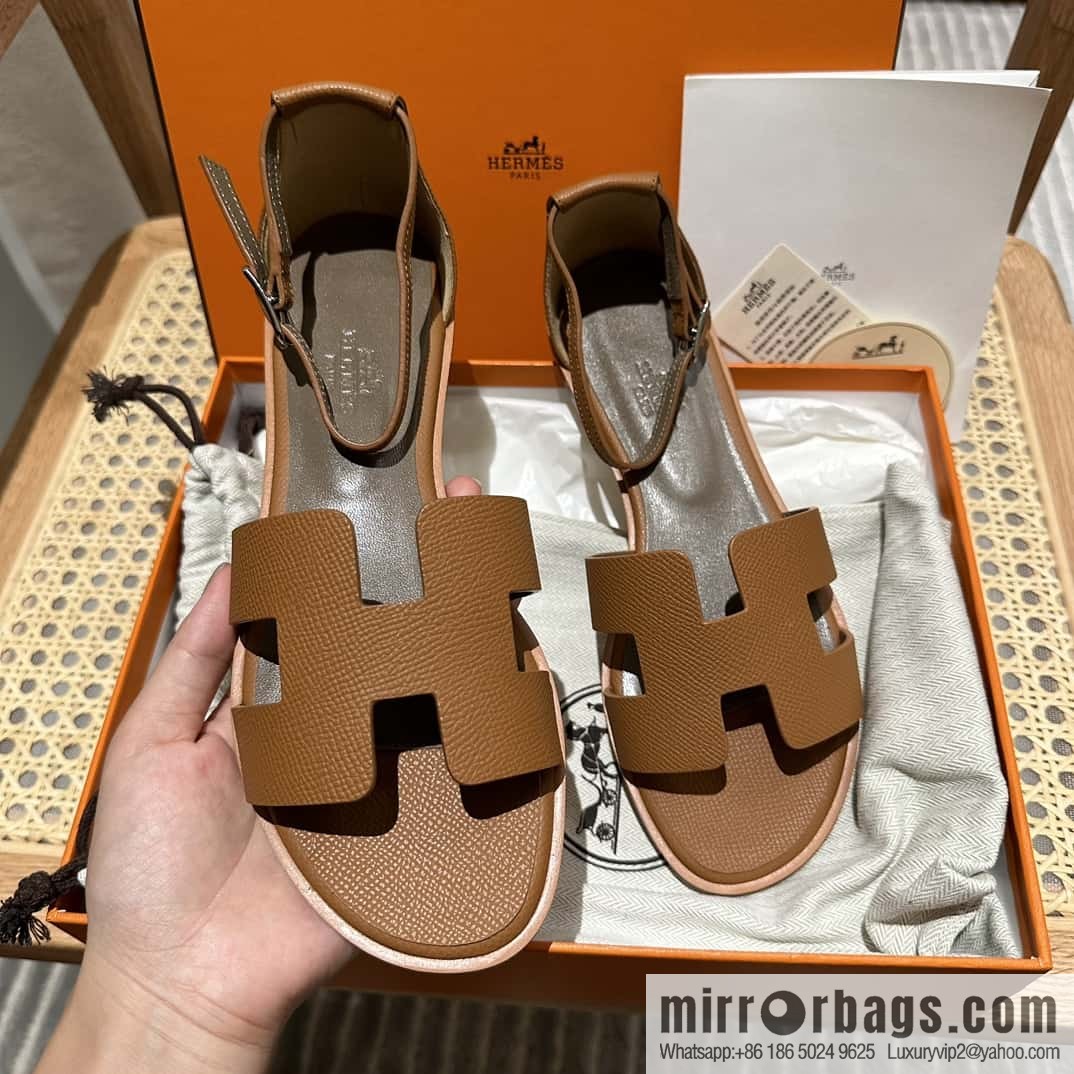 Hermès imported Italian cowhide, new small sandals