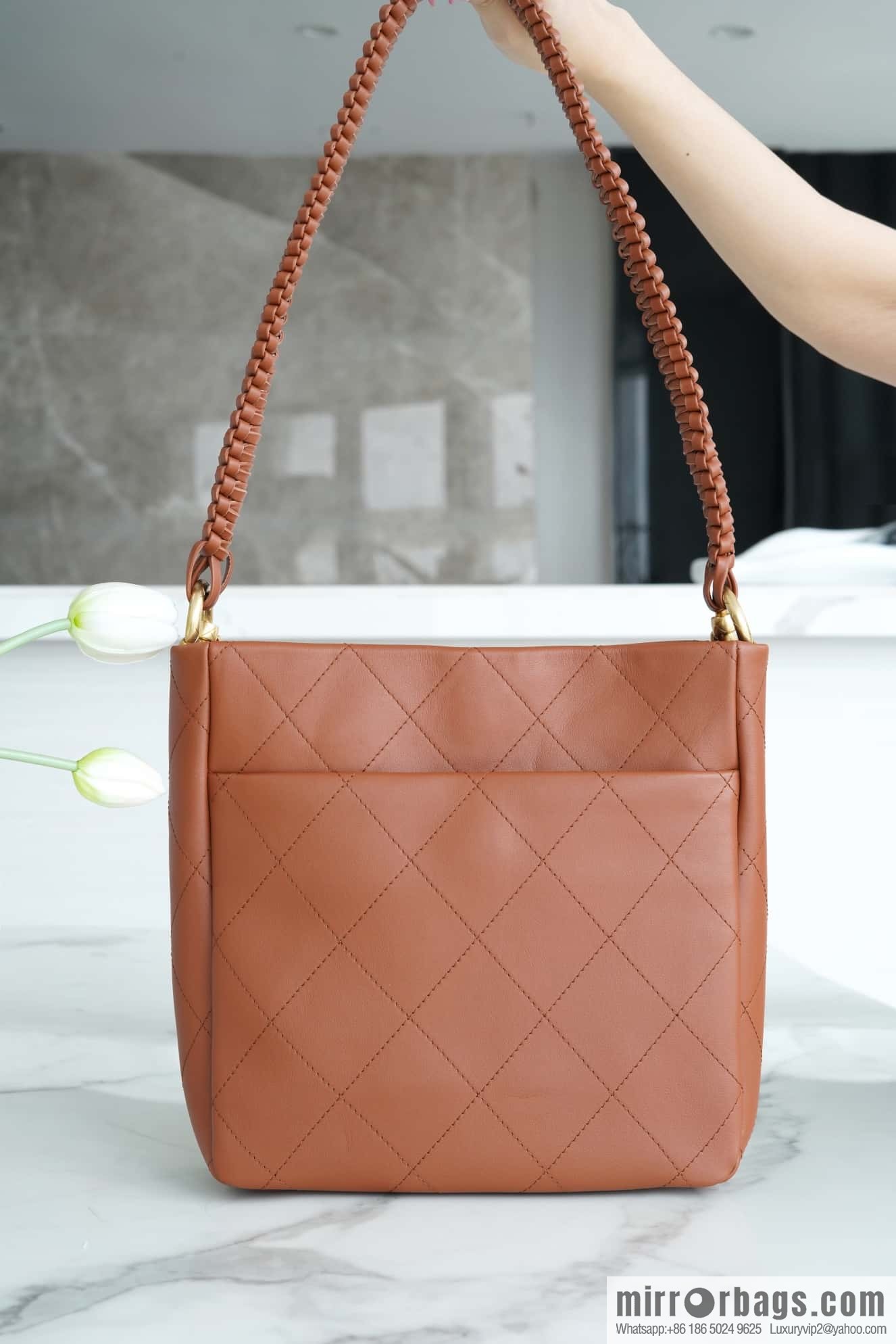 CHANEL 23A New HOBO hippie bag AS4210 caramel color
