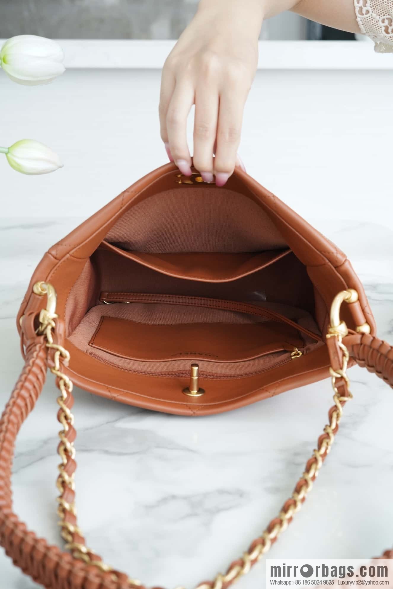 CHANEL 23A New HOBO hippie bag AS4210 caramel color