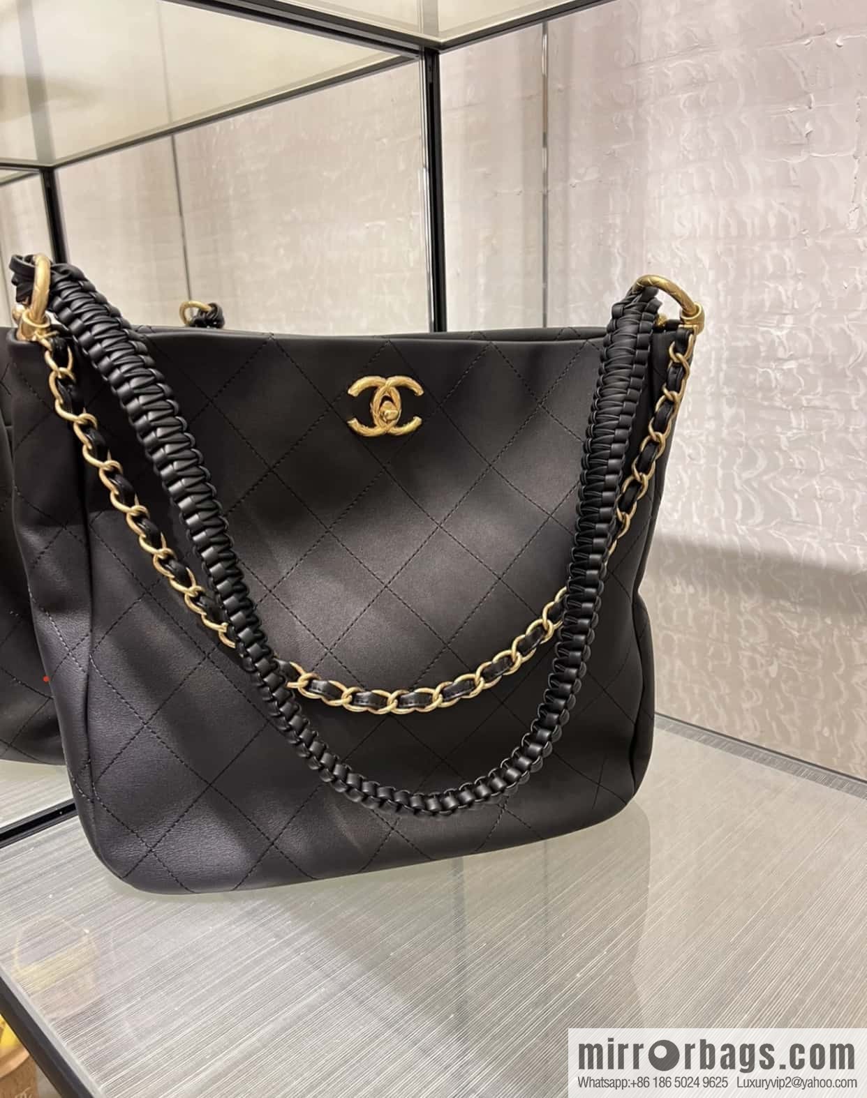 CHANEL 23A new HOBO hippie bag AS4210 black