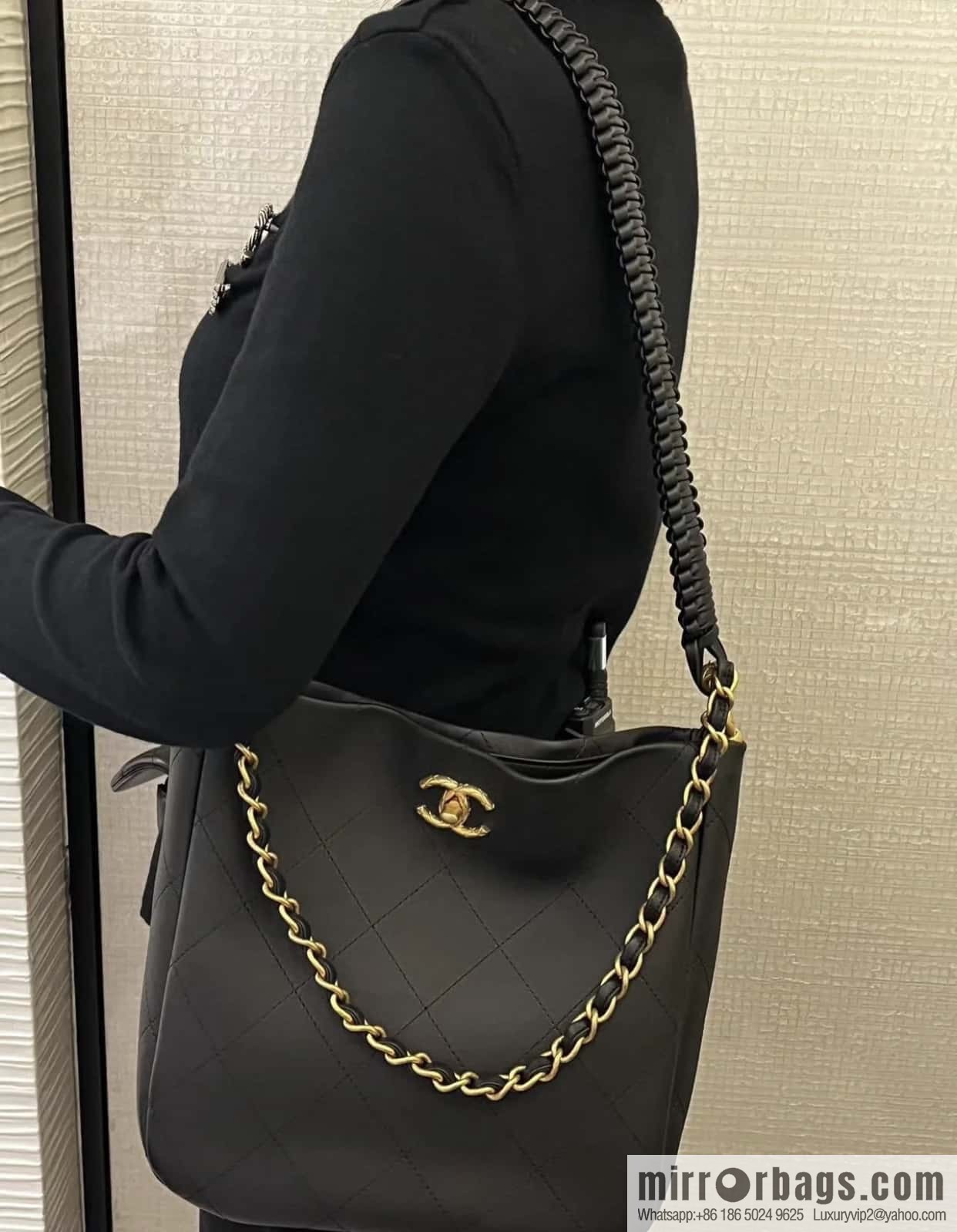 CHANEL 23A new HOBO hippie bag AS4210 black