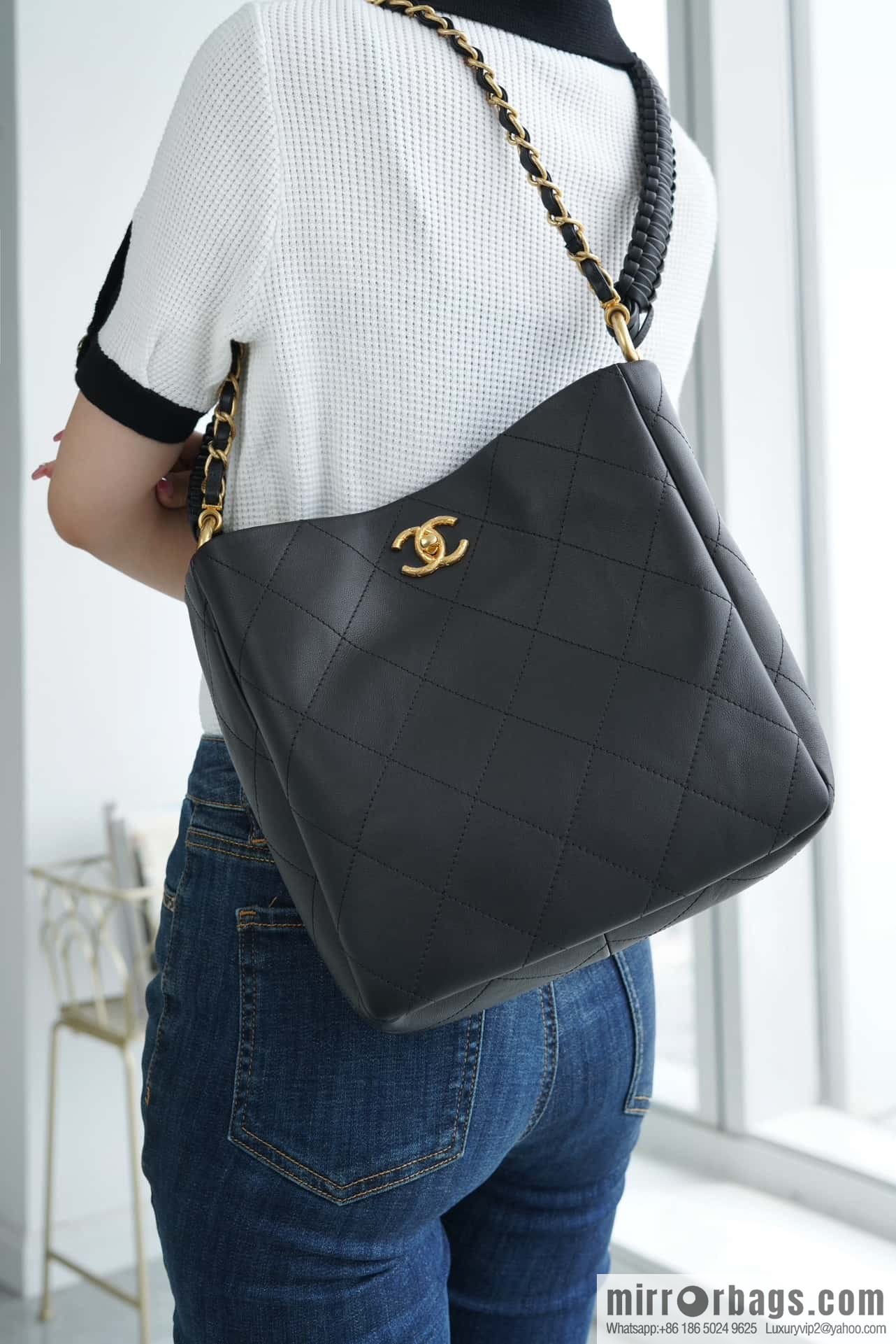 CHANEL 23A new HOBO hippie bag AS4210 black