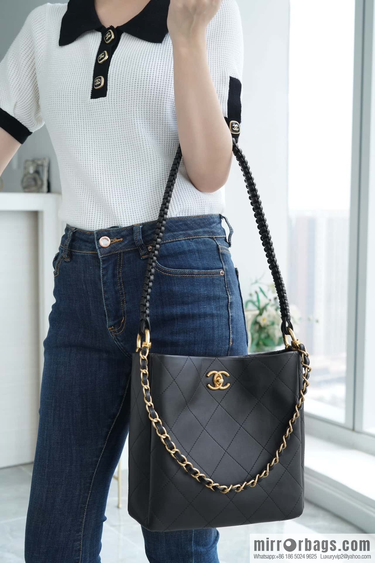CHANEL 23A new HOBO hippie bag AS4210 black