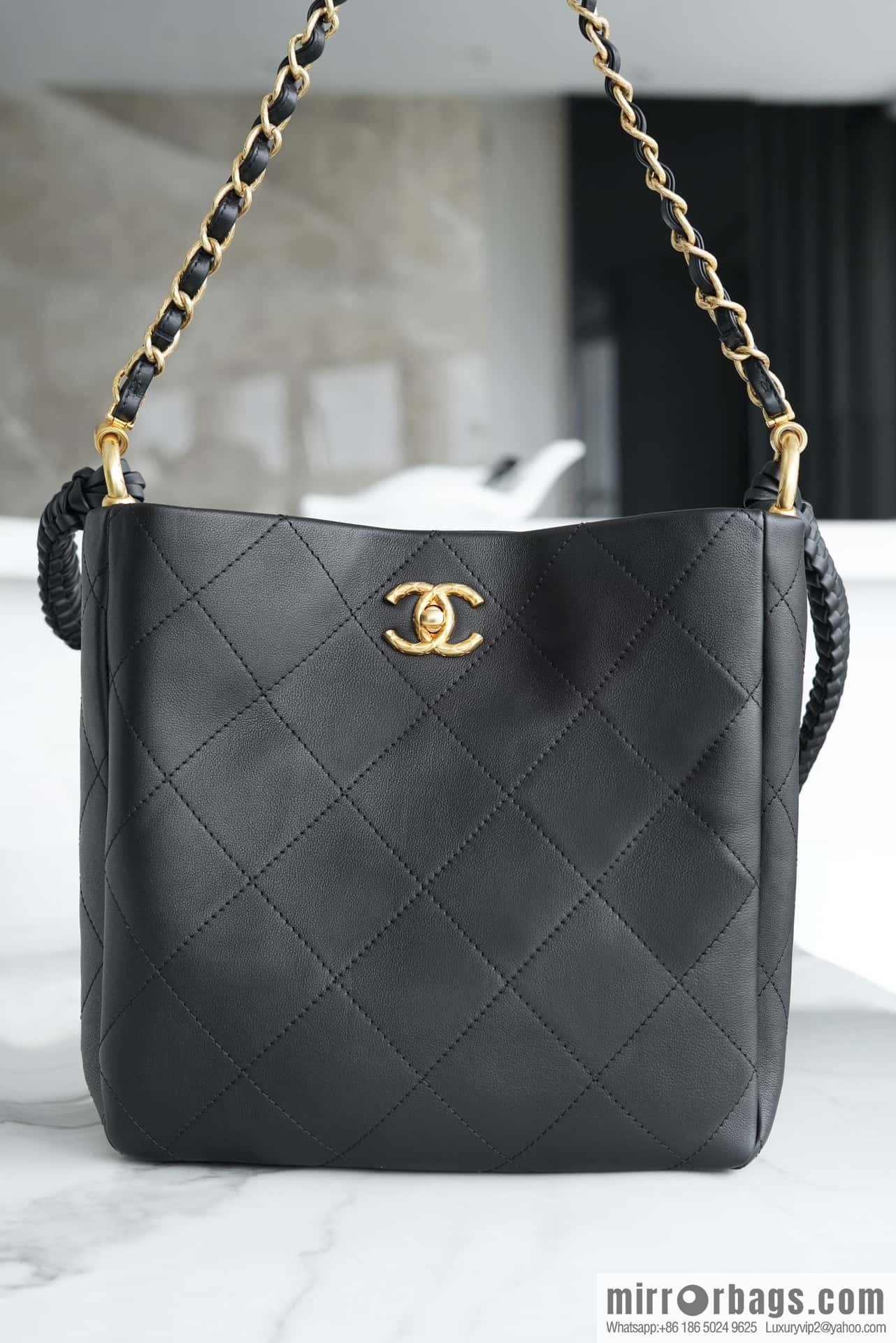 CHANEL 23A new HOBO hippie bag AS4210 black