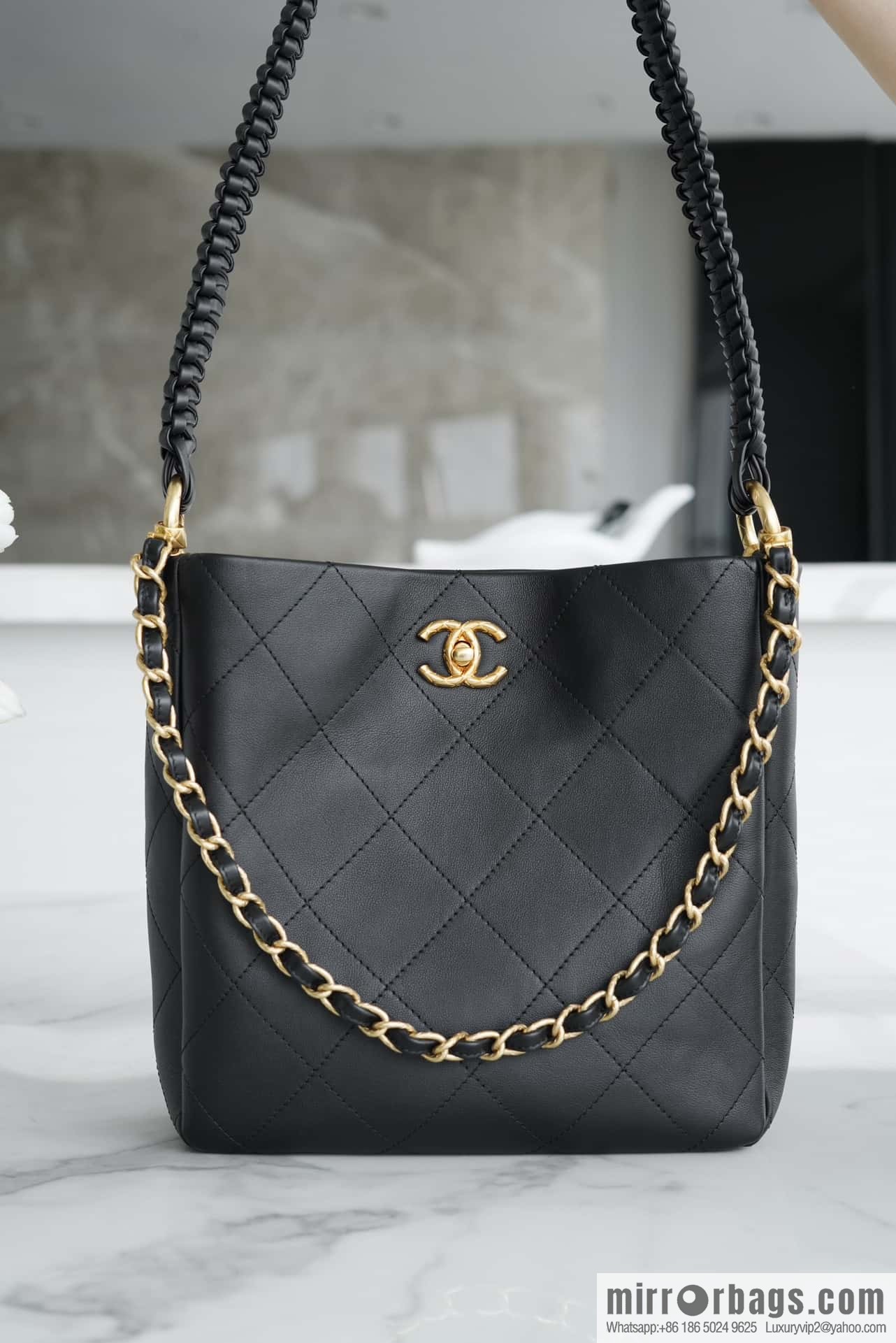CHANEL 23A new HOBO hippie bag AS4210 black