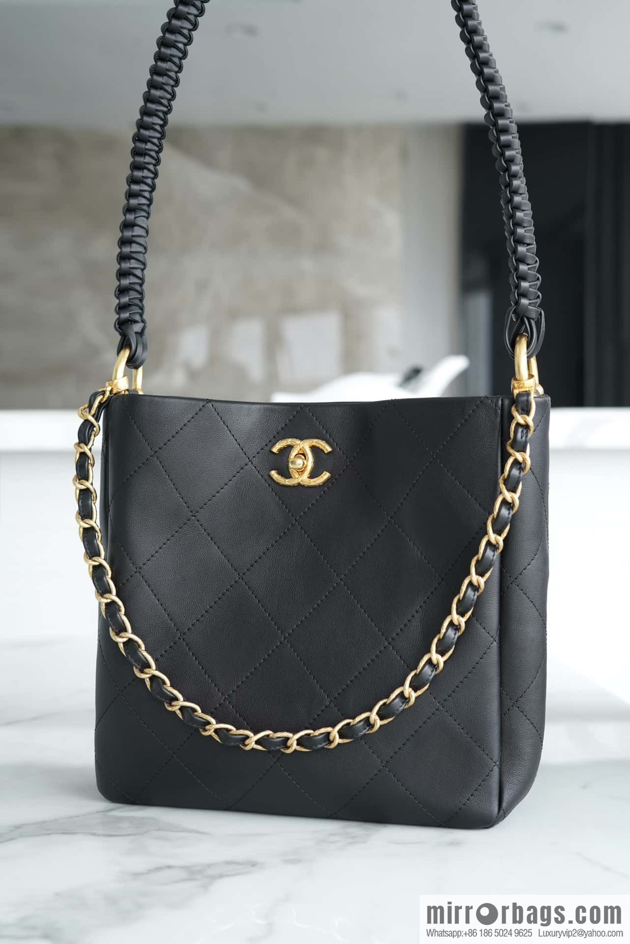 CHANEL 23A new HOBO hippie bag AS4210 black