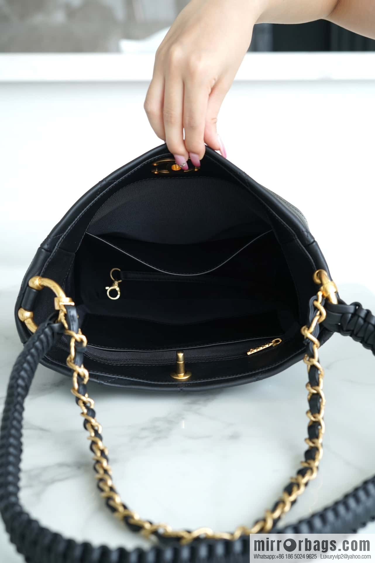 CHANEL 23A new HOBO hippie bag AS4210 black