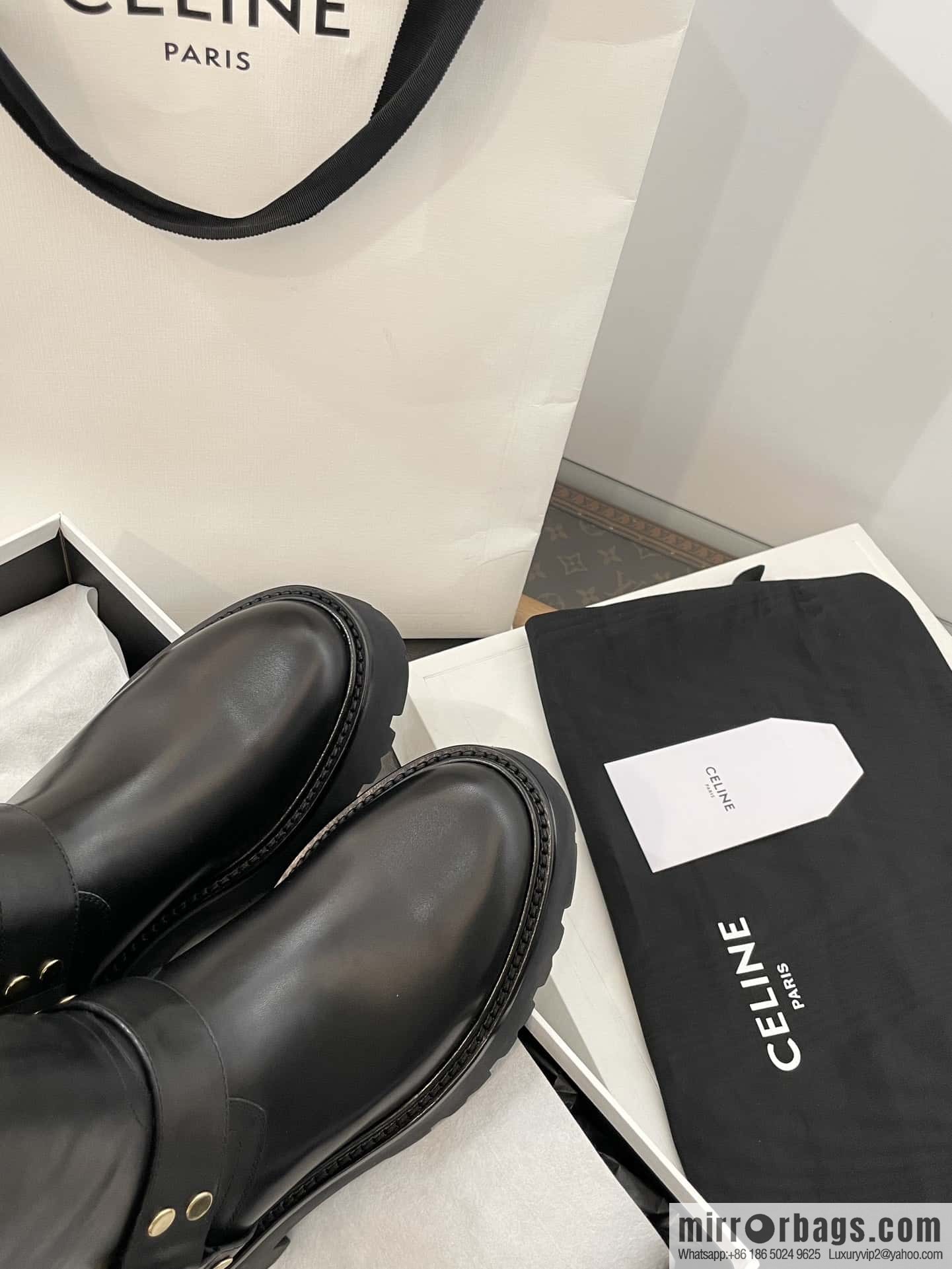 CELINE autumn and winter mid-tube thick-soled knight locomotive boots