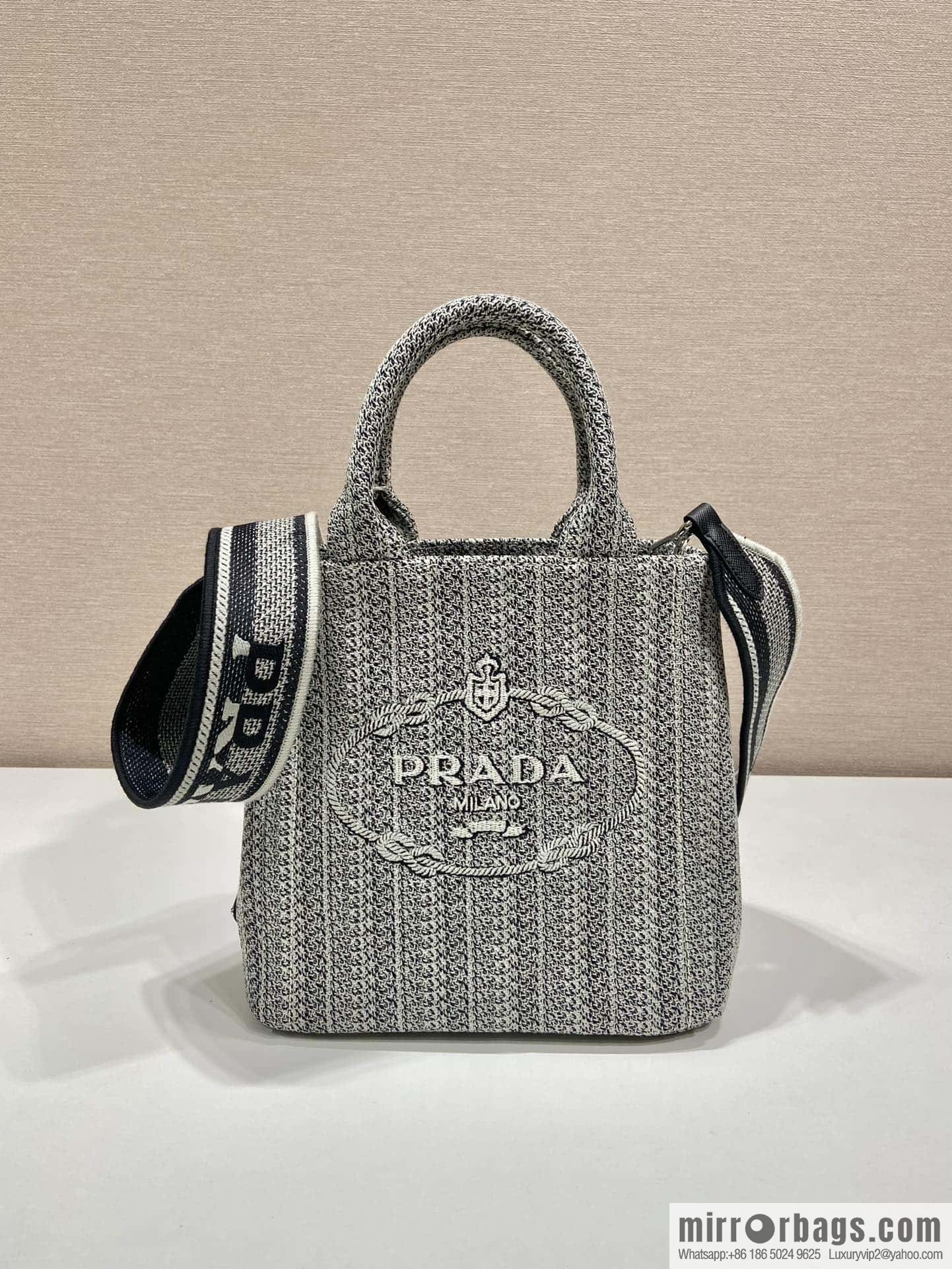 Prada embroidery tote bag 1BA343