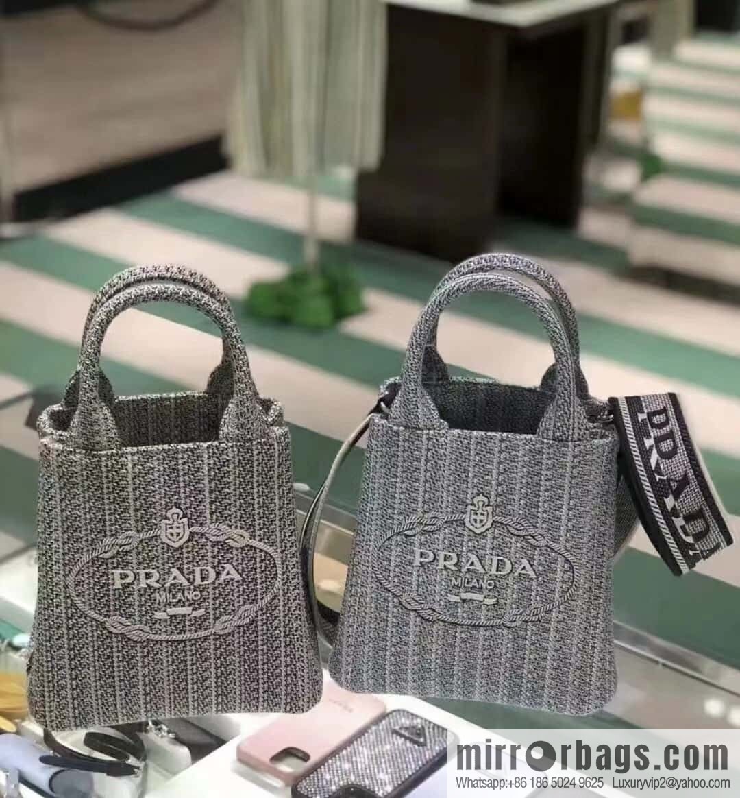 PRADA Prada embroidery tote bag 1BA343 blue