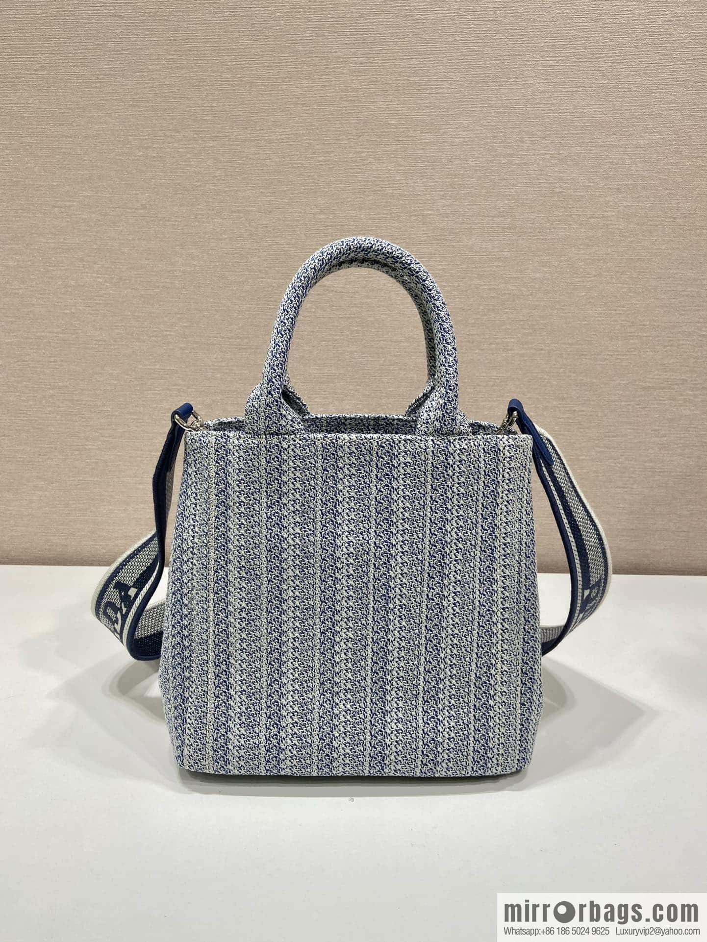 PRADA Prada embroidery tote bag 1BA343 blue