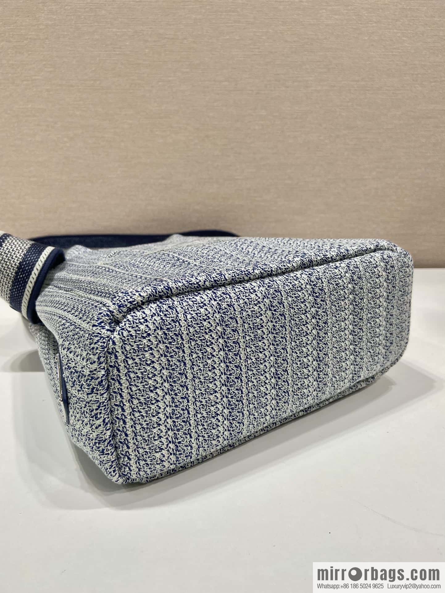 PRADA Prada embroidery tote bag 1BA343 blue