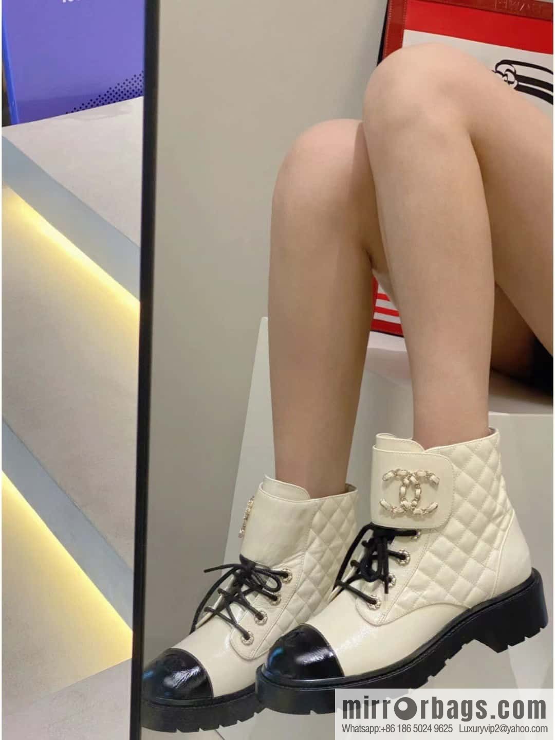 CHANEL Xiaoxiang autumn and winter classic diamond Martin boots