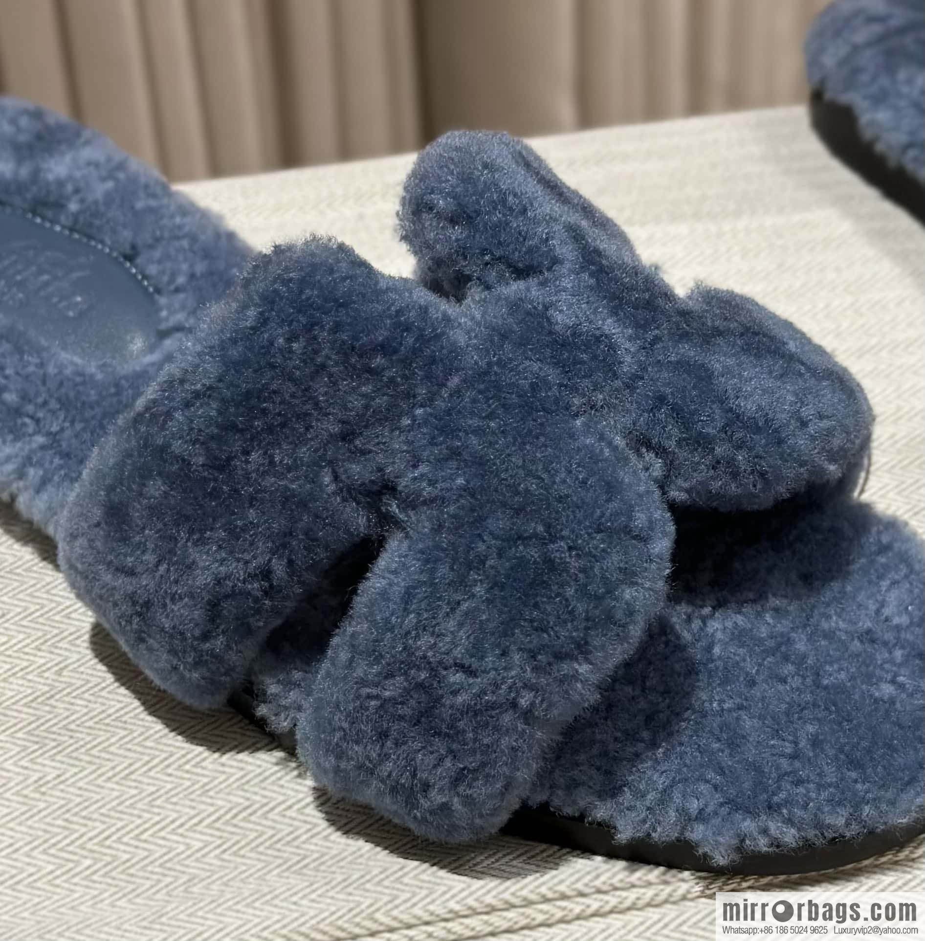Hermès Lamb Fur H Slippers