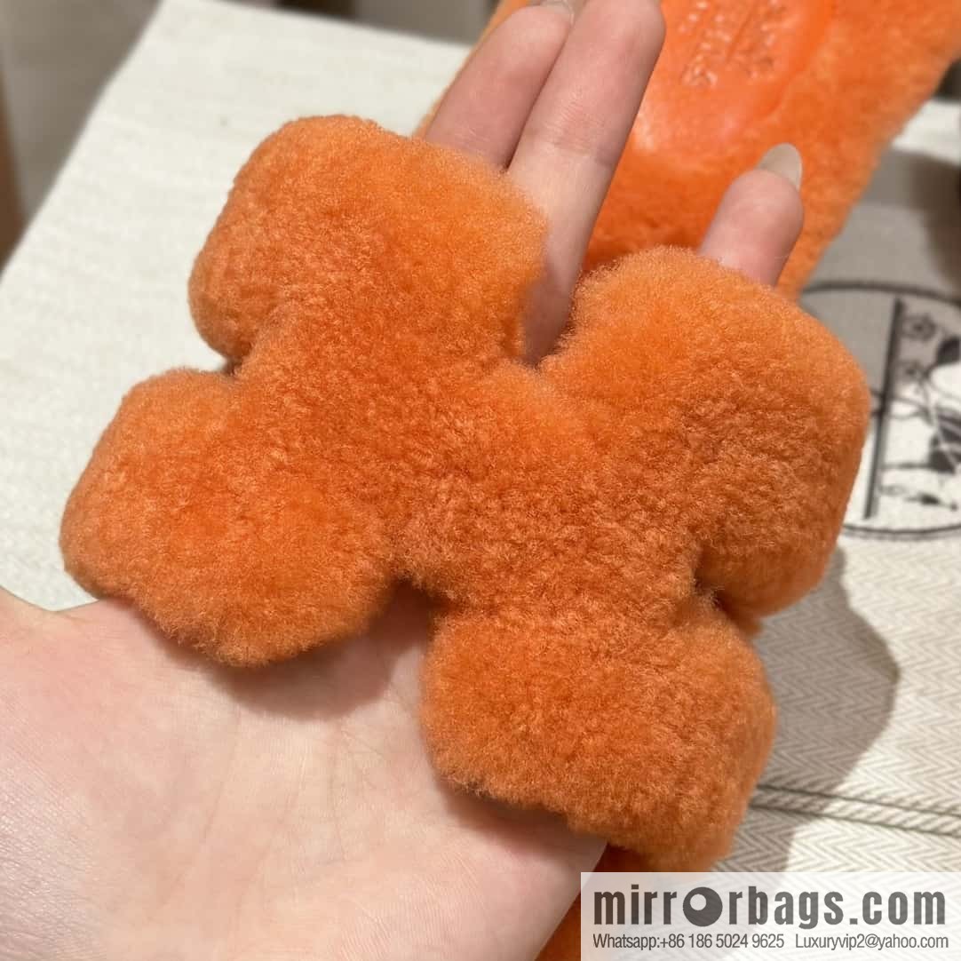 Hermès Lamb Fur H Slippers