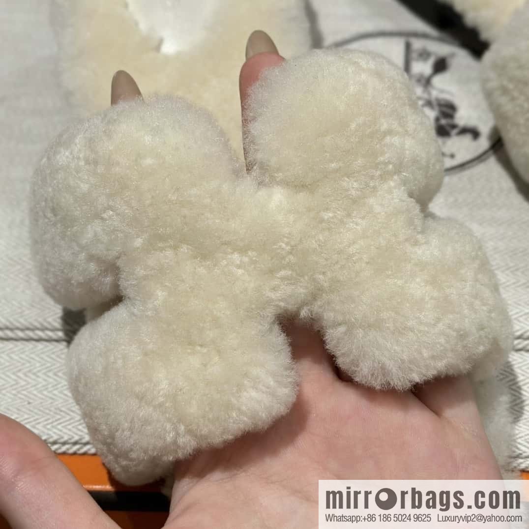 Hermès Lamb Fur H Slippers