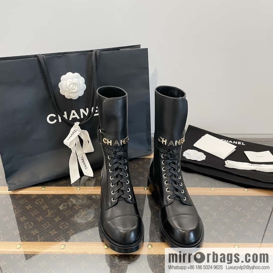 CHANEL Xiaoxiang Lace-up Kusa Knight Motorcycle Boots