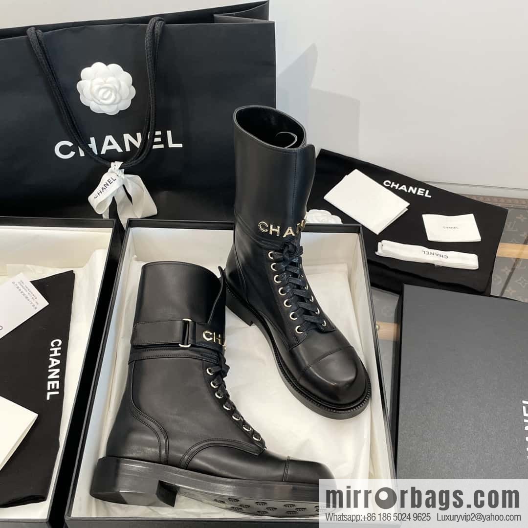 CHANEL Xiaoxiang Lace-up Kusa Knight Motorcycle Boots