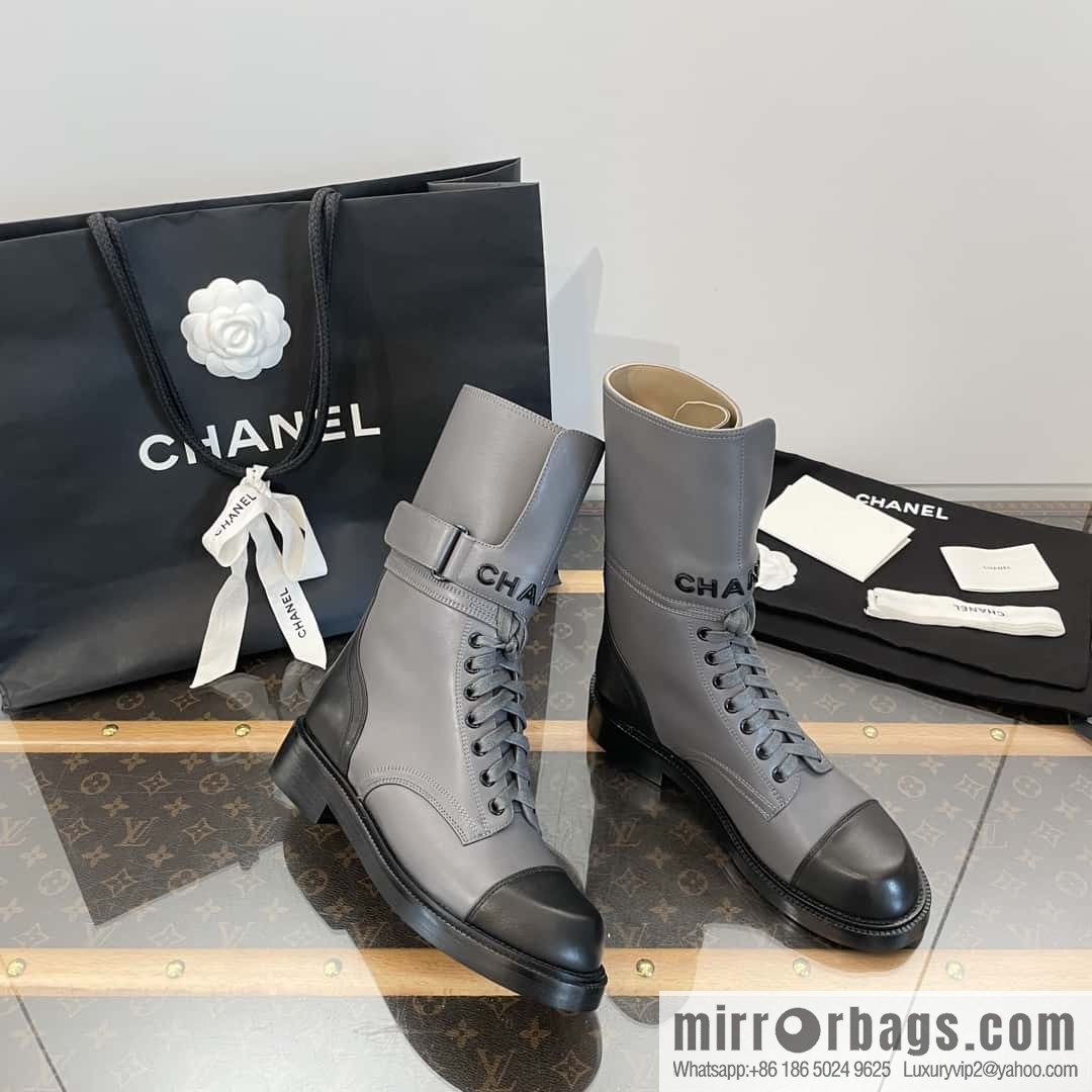CHANEL Xiaoxiang Lace-up Kusa Knight Motorcycle Boots