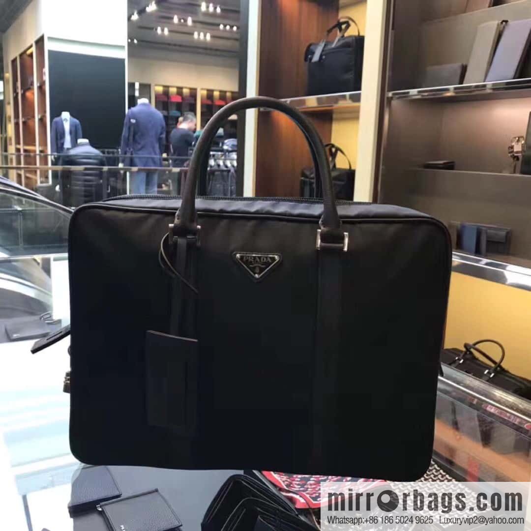 PRADA Saffiano leather and nylon briefcase 2VE871B