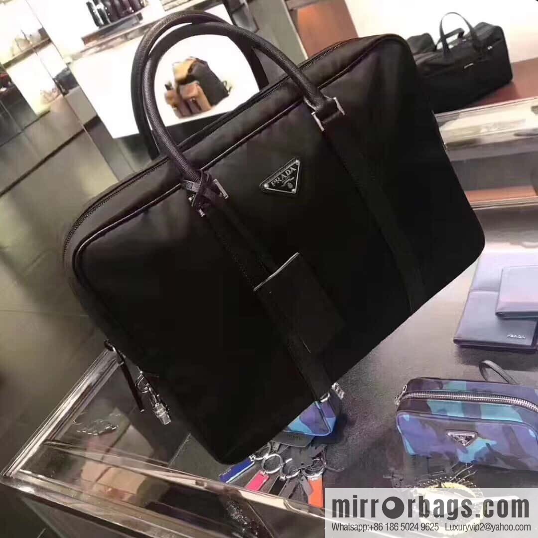 PRADA Saffiano leather and nylon briefcase 2VE871B