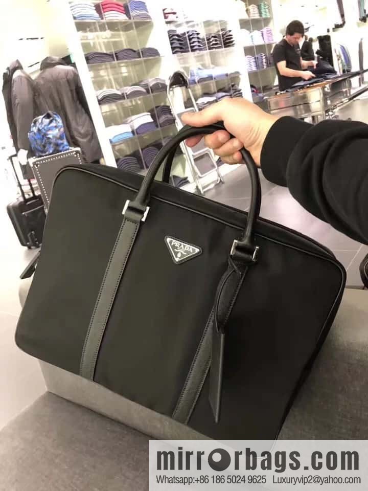 PRADA Saffiano leather and nylon briefcase 2VE871B