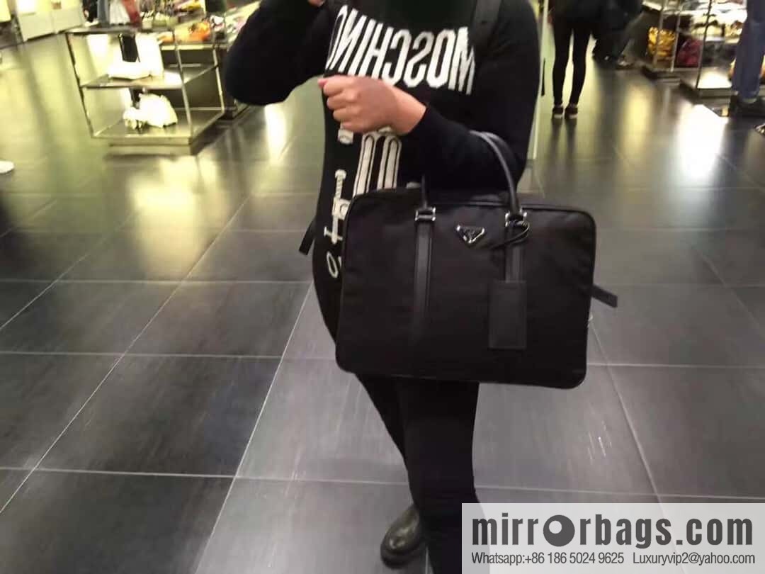 PRADA Saffiano leather and nylon briefcase 2VE871B