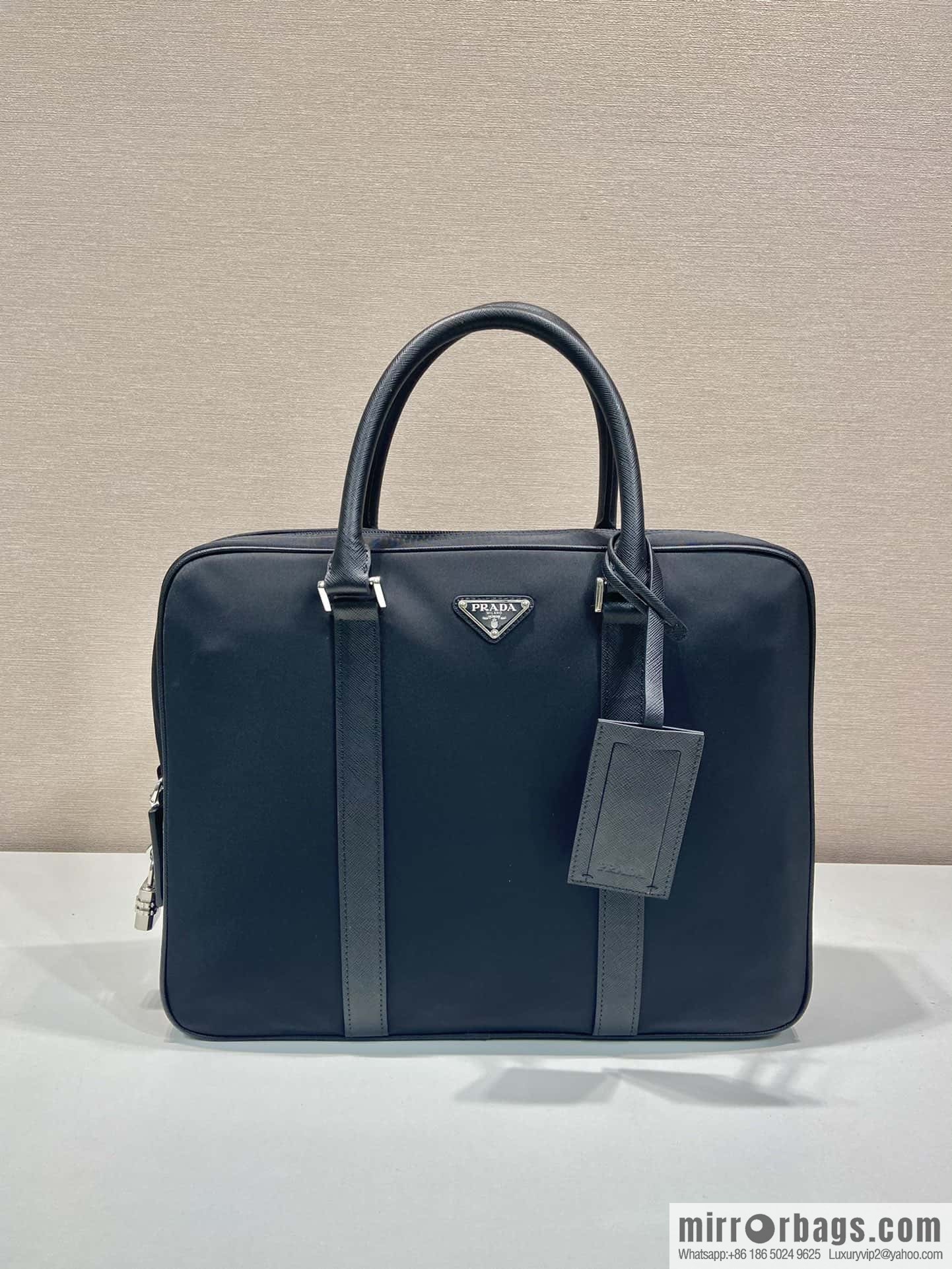 PRADA Saffiano leather and nylon briefcase 2VE871B