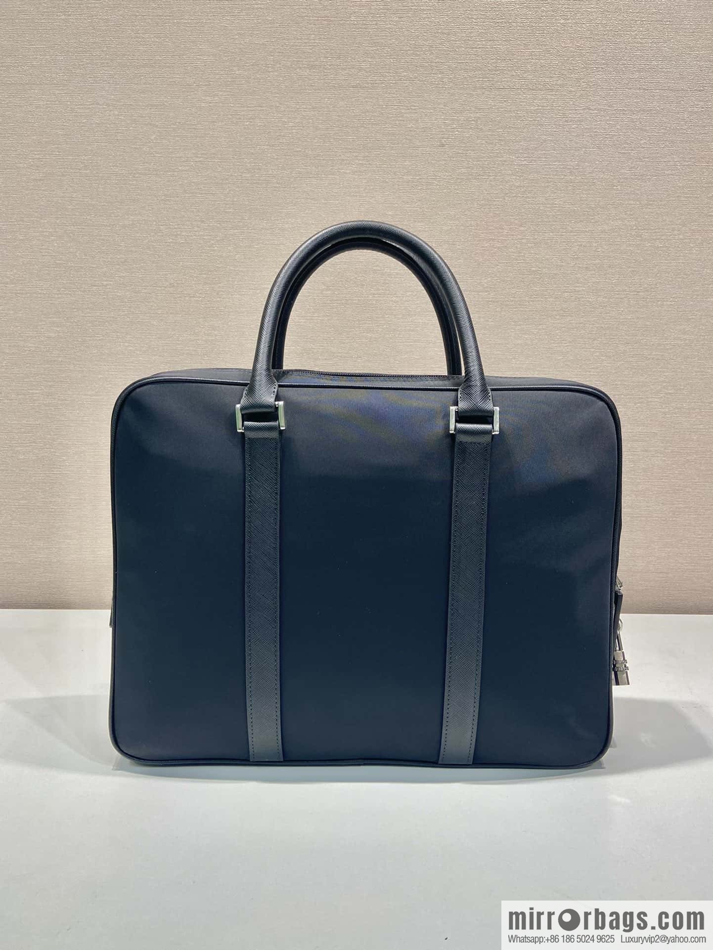 PRADA Saffiano leather and nylon briefcase 2VE871B
