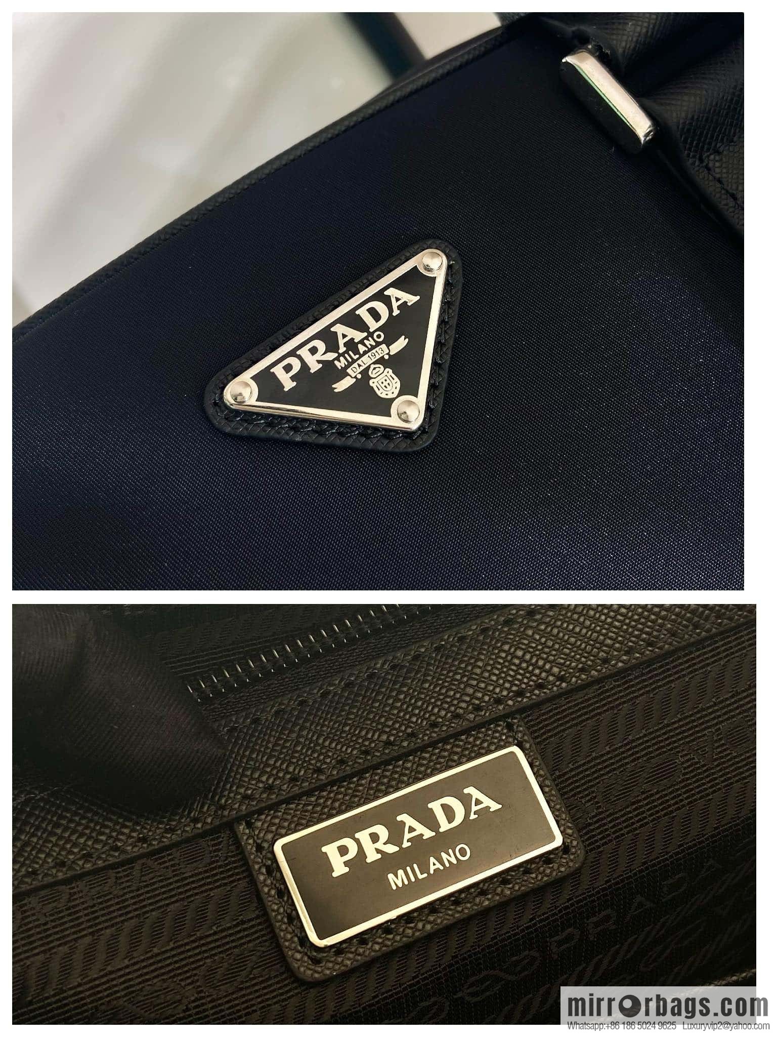 PRADA Saffiano leather and nylon briefcase 2VE871B