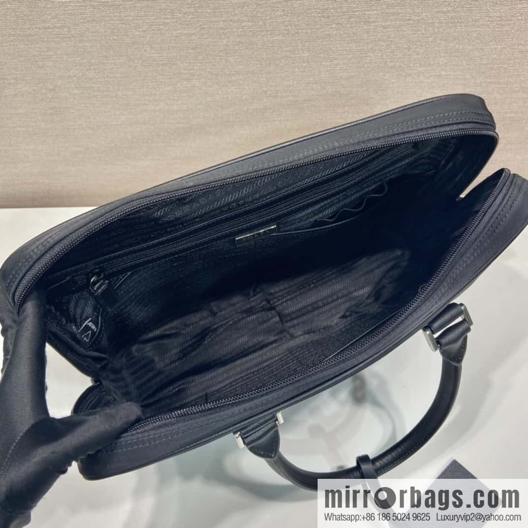 PRADA Saffiano leather and nylon briefcase 2VE871B