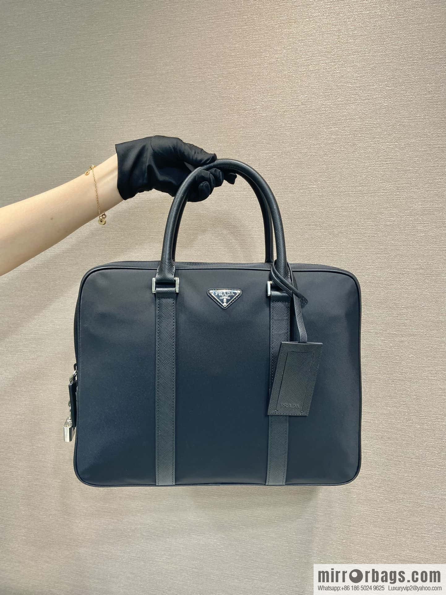 PRADA Saffiano leather and nylon briefcase 2VE871B