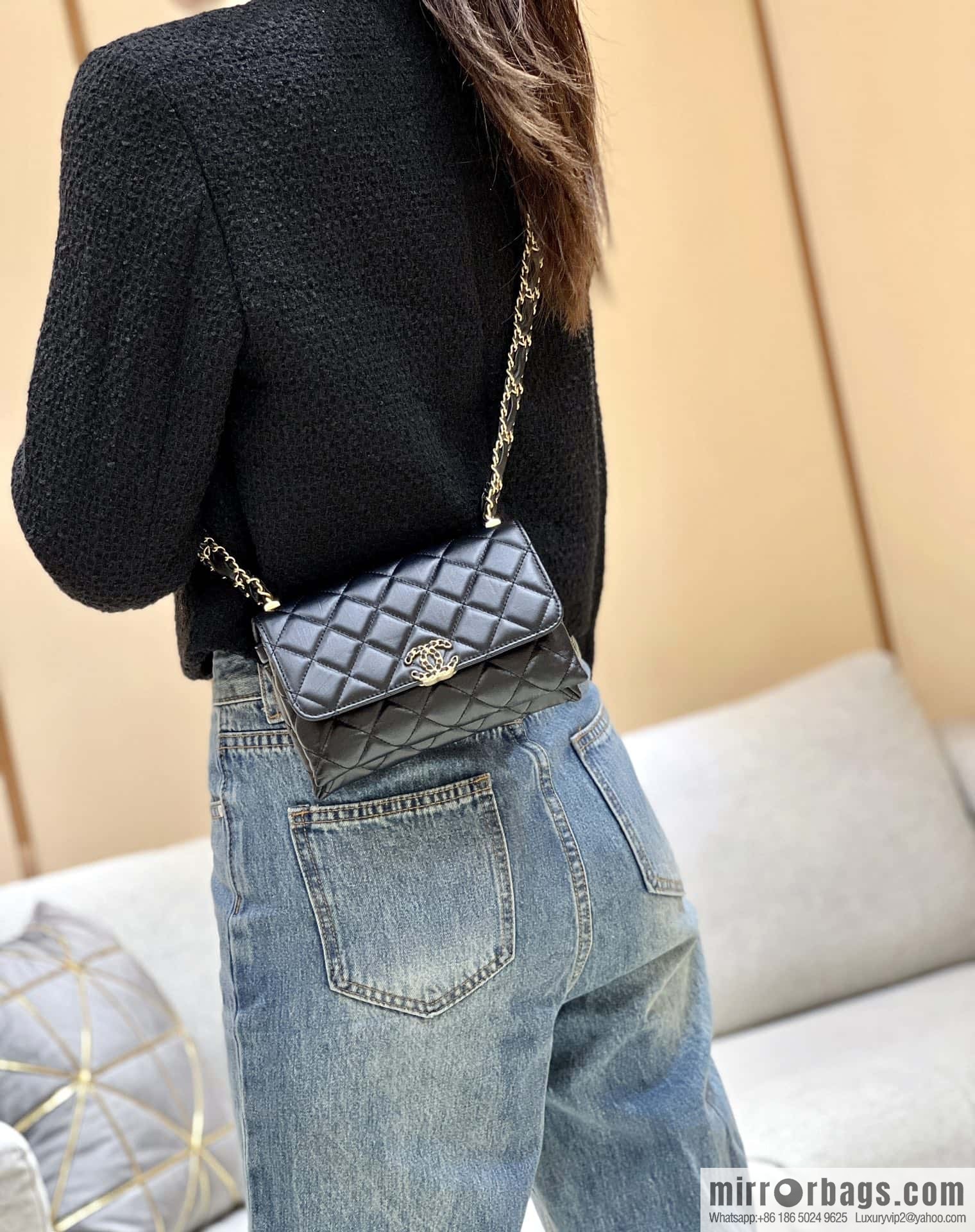 CHANEL 23K autumn and winter series, super hot 19 retro organ bag AP3572 black