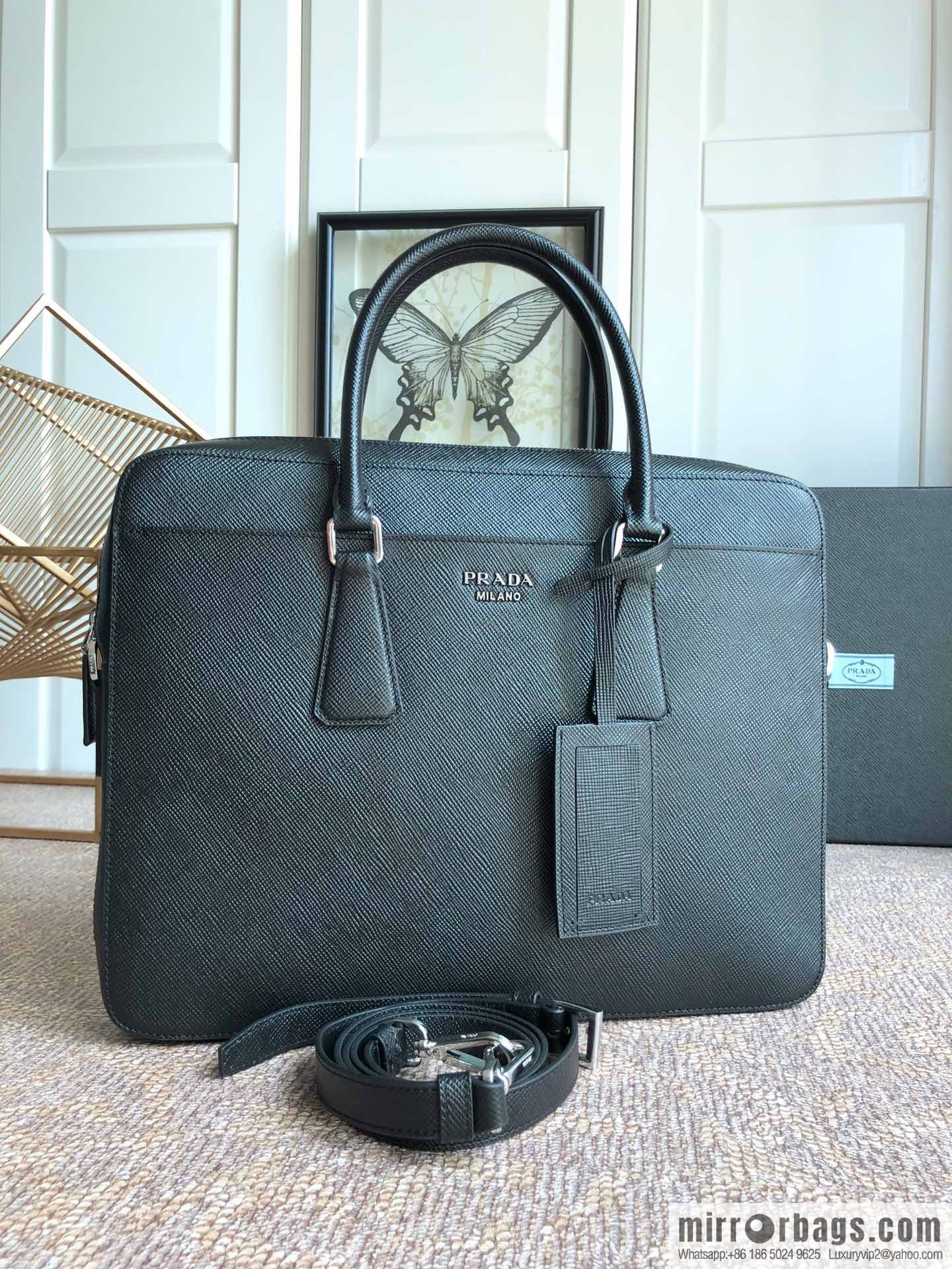 PRADA Prada imported original thick cross pattern new men's bag 2VE368 loose word label/black
