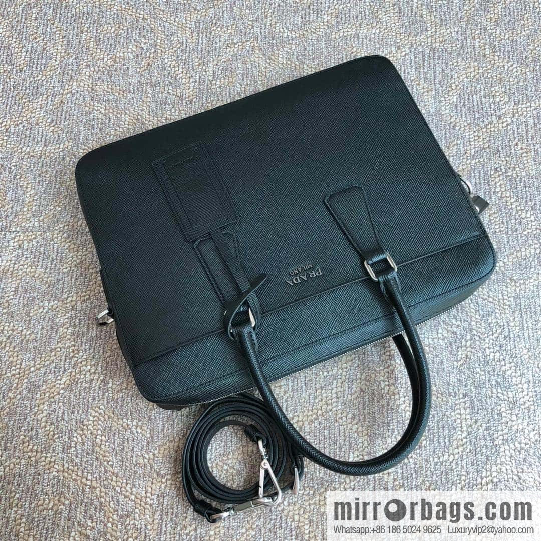 PRADA Prada imported original thick cross pattern new men's bag 2VE368 loose word label/black